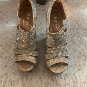 Delicacy wedge gold glitter high wear once